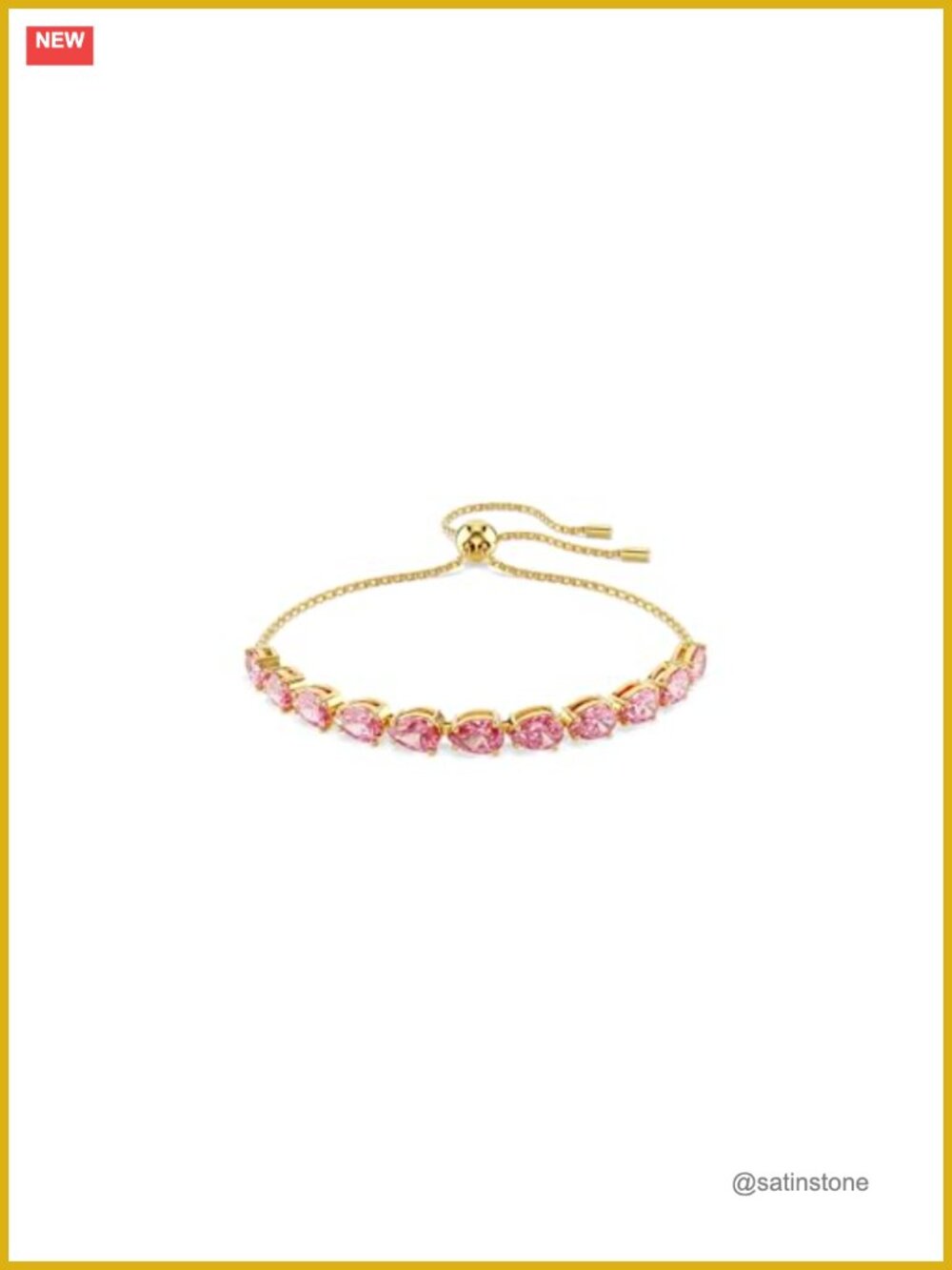 Gold Tone Bracelet with Pear Cut Zirconia Sliding Closure